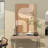 The Novogratz Canvas Textured Abstract Living Room Framed Wall Art with Tan Ribbed Curve Shapes