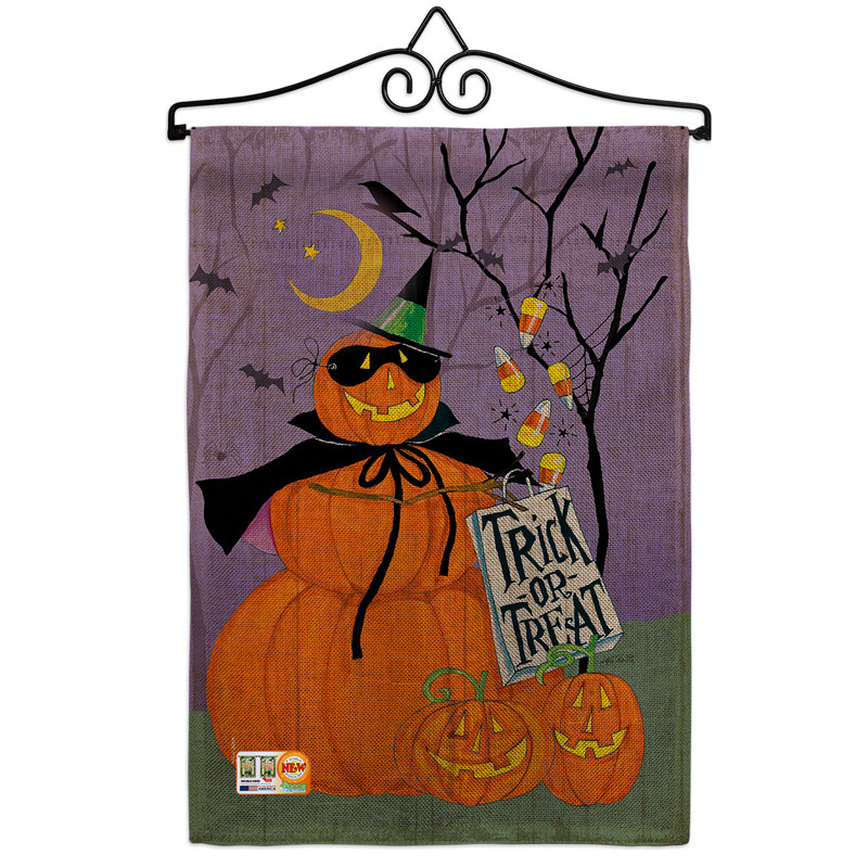 En toile jute 2 côtés 12 x 18,5 po happy citrouille trio drapeau de jardin