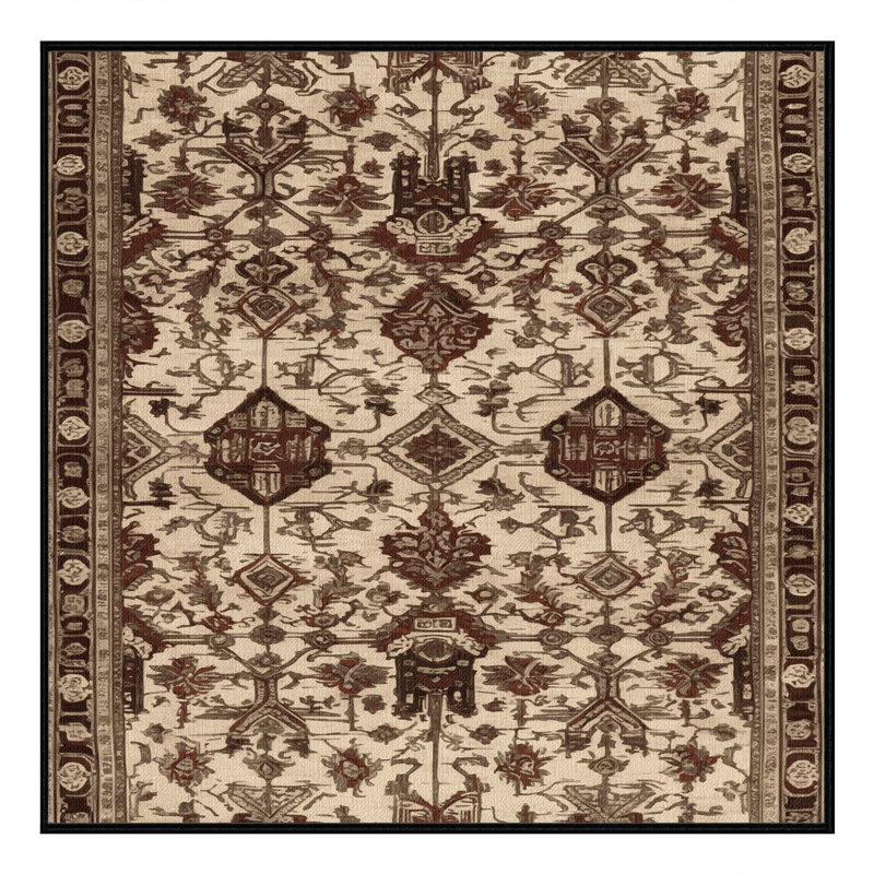 Tapis art déco brun lavable à la machine, Carré 6 pi