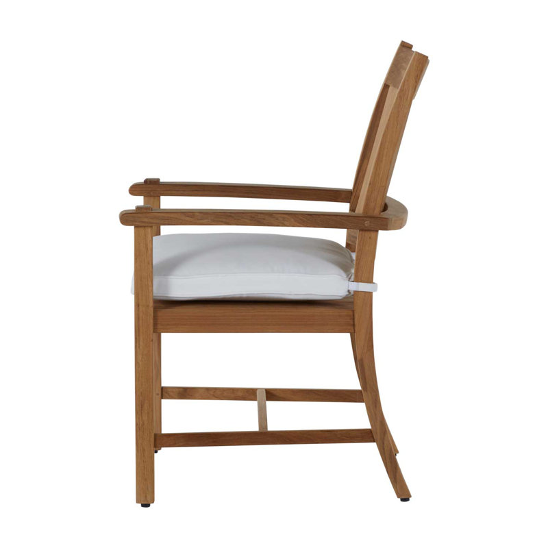 Croquet Teak Patio Dining Armchair with Cushions, Natural Teak, Welt, Bali Pearl
