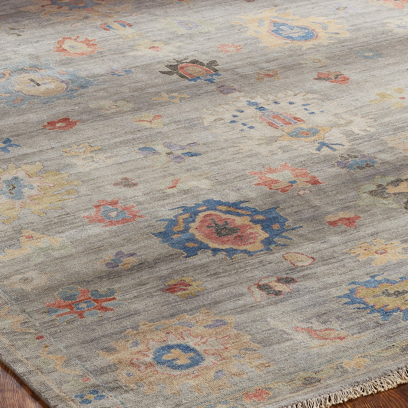 Colorburst Oushak Hand Knotted Area Rug in Gray, Rectangle 2' x 3'