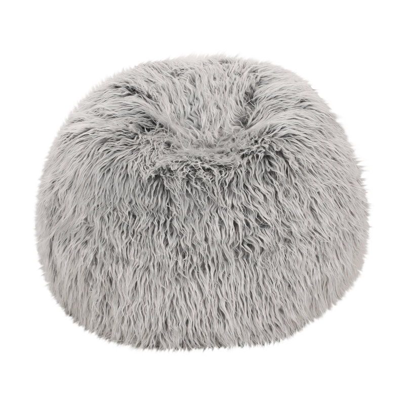 Standard Classic Faux Fur Bean Bag, Silver Gray