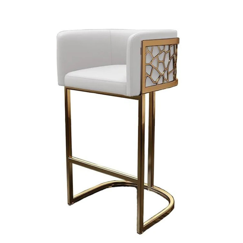 Bernbaum 27.5'' Bar Stool with Faux Leather Seat and Walnut-Finished Legs