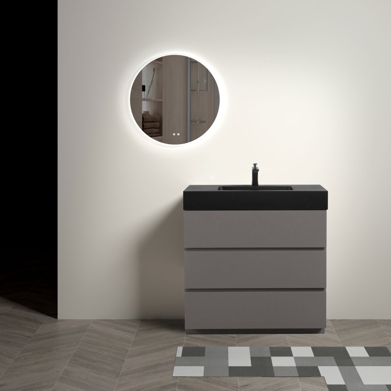 36" Bathroom Vanity With Sink, Large Storage Freestanding Bathroom Vanity, One-Piece Sink Basin Without Drain And Faucet, Pre-Assembled, Bathroom Vanity