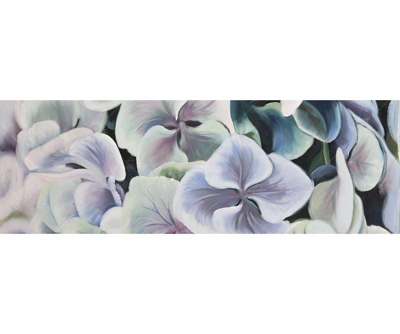 "Fleurs d'hortensia colorées" sur toile, H 16 po x l 48 po