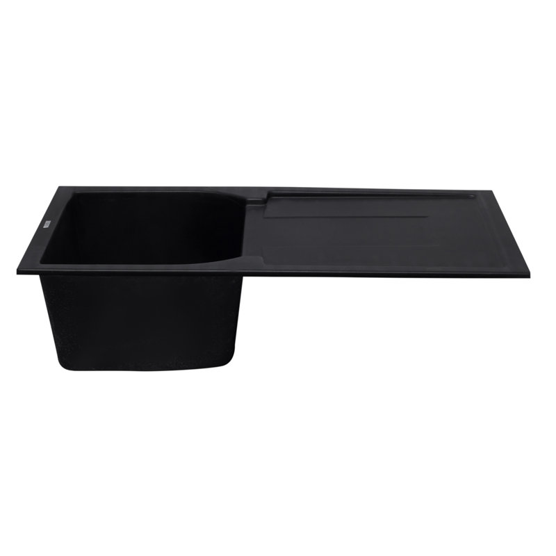 34'' Black Granite Single Bowl Kitchen Sink with Drainboard