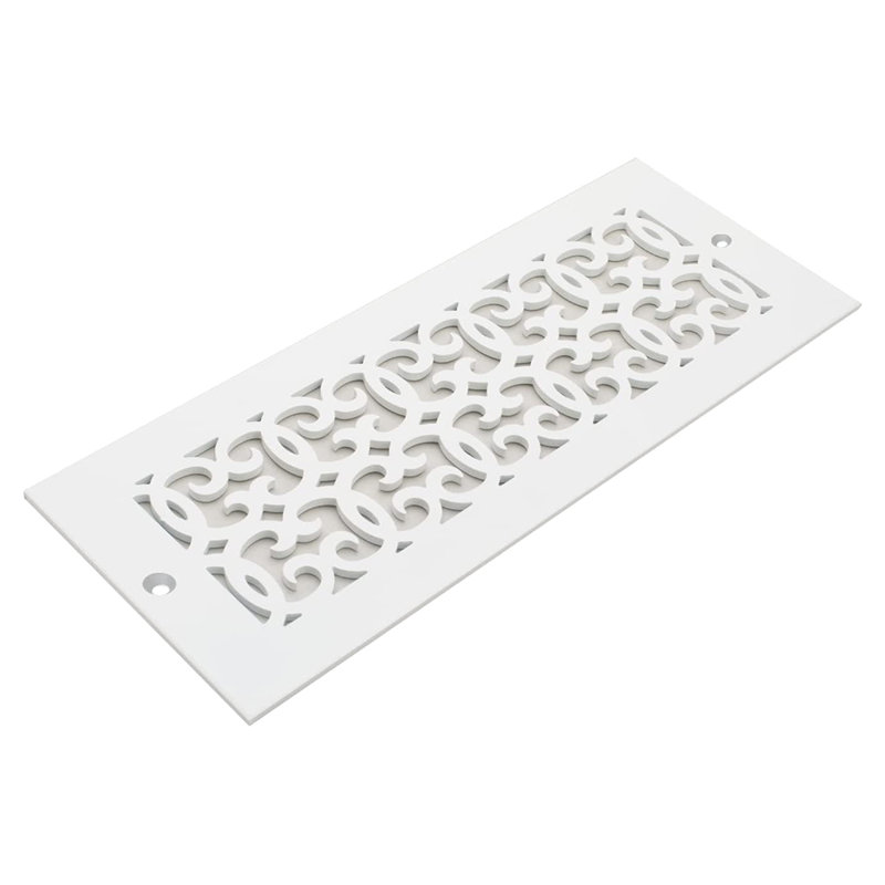 Versailles Pattern Vent Cover Grille With Mounting Holes Features a Underside Lip, 4" x 10", White