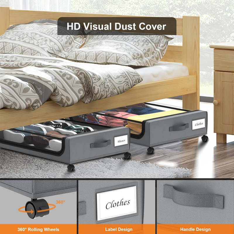 2-pack Under Bed Storage With Wheels & Lids