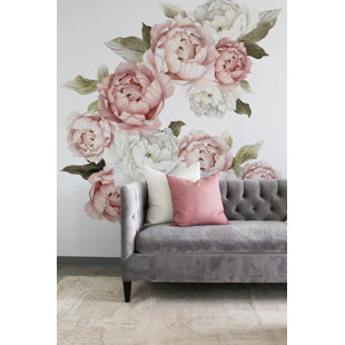 Adhésif décoratif pivoines rosées (Ensemble de 32)