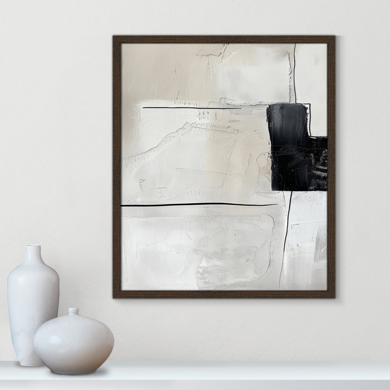 «Neutral Balance I Print» par Lazar Studio, L 21,5 po x H 25,5 po, Impression encadrée, Grain de bois noyer