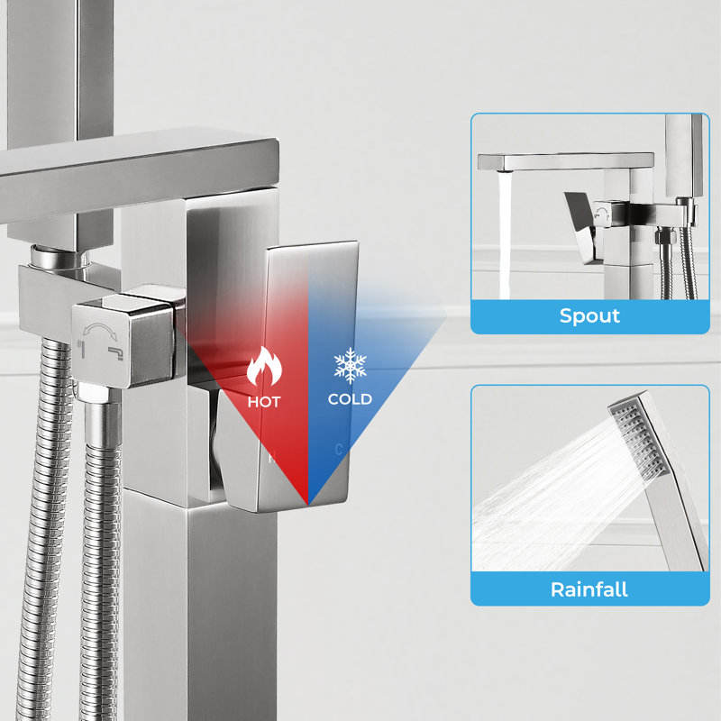 Floor Mount Freestanding Tub Faucet, Brushed Nickel