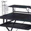 Bureau, bureau d'ordinateur noir avec plateau pour clavier