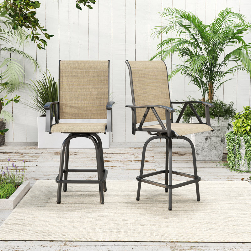 4 Person Patio Swivel Counter-height Dining Set, Brown