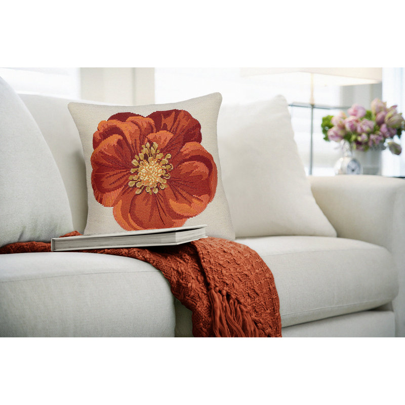 Marina Flower Indoor/Outdoor Pillow, Red Floral
