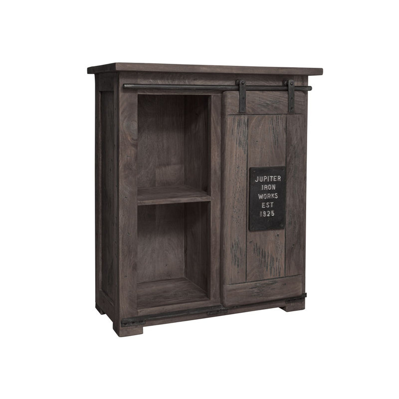 Railway Solid Wood 75cm W 2 - Drawer Chest of Drawers, Lacquered grey