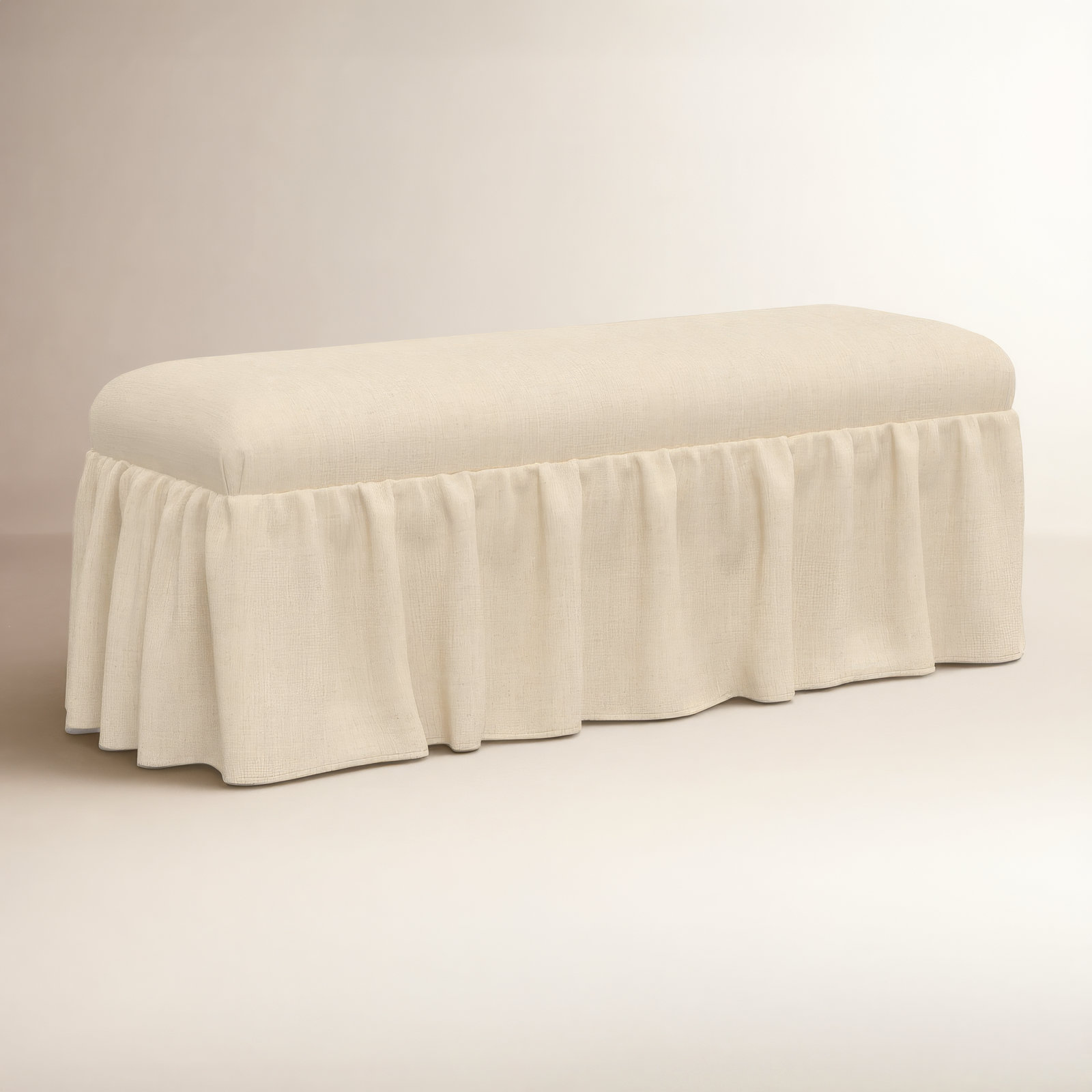 Maggie Ruffle Dining Bench, Classic Linen Linen