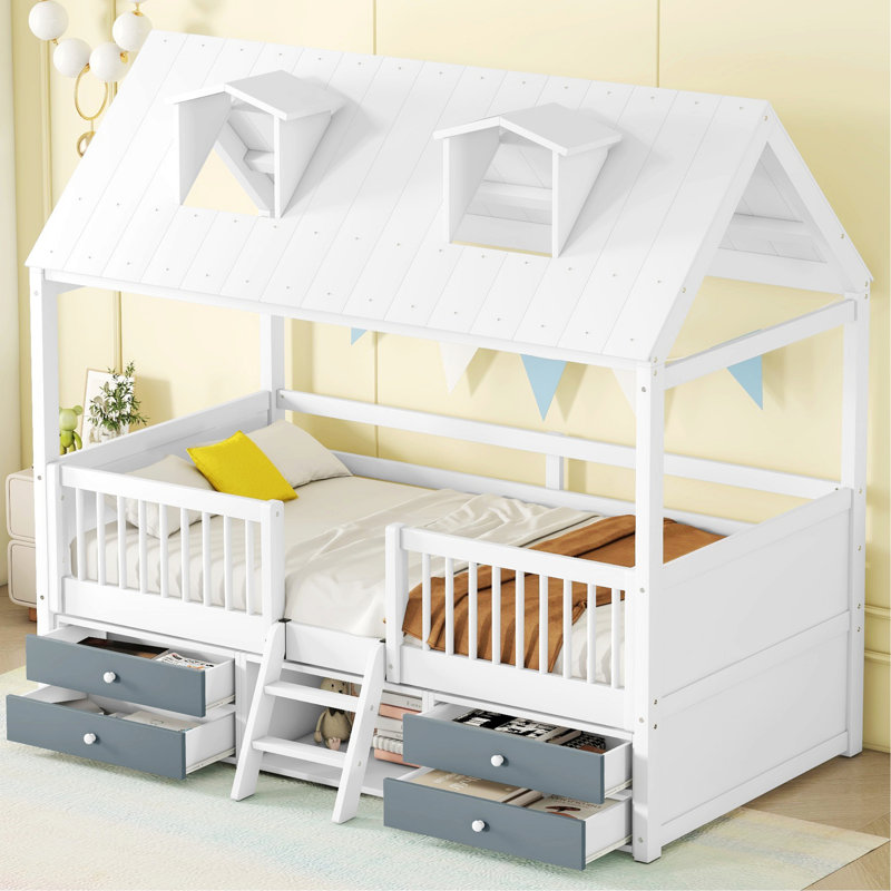 Structure de lit en bois, Blanc