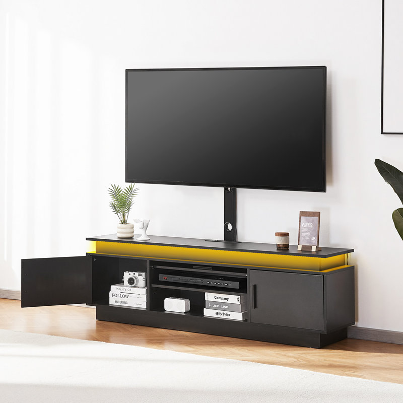 Meuble télé 60 po avec support pour téléviseurs jusqu'à 75 po avec prise de courant et lumières DEL