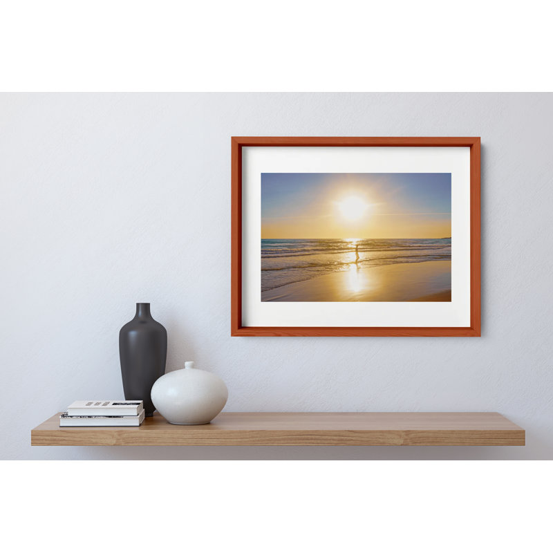 Sunset Shimmer Print by Joseph Regan, 14" H x 16" W x 0.75" D, Cherry