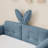 Twin Size Upholstered Platform Bed With Cute Rabbit Ear Shaped Headboard, With Safety Rail And Pocket, Boucle Fabric, Sky Blue-1786736199