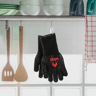 1 Pair Short Oven Mitts, Heat Resistant Kitchen Mini Oven Mitts, Non-Slip Grip Surfaces and Hanging Loop Gloves, Baking Grilling Barbecue Microwave