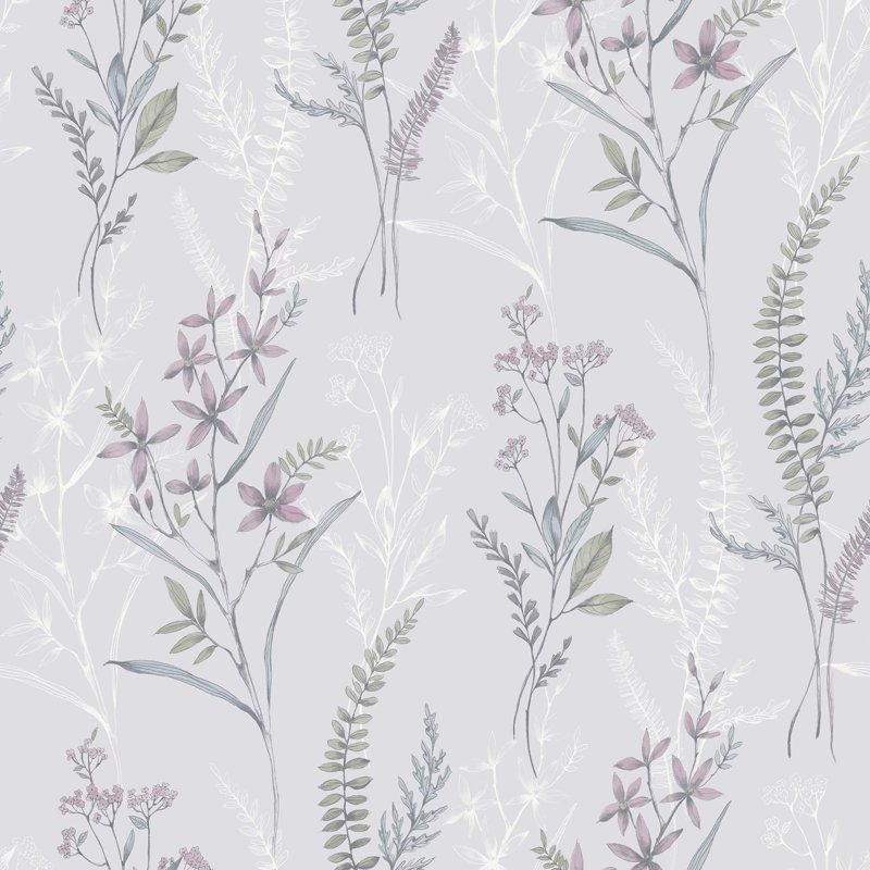 SAMPLE-Fresco Jasmin Botanical Floral Mauve Wallpaper
