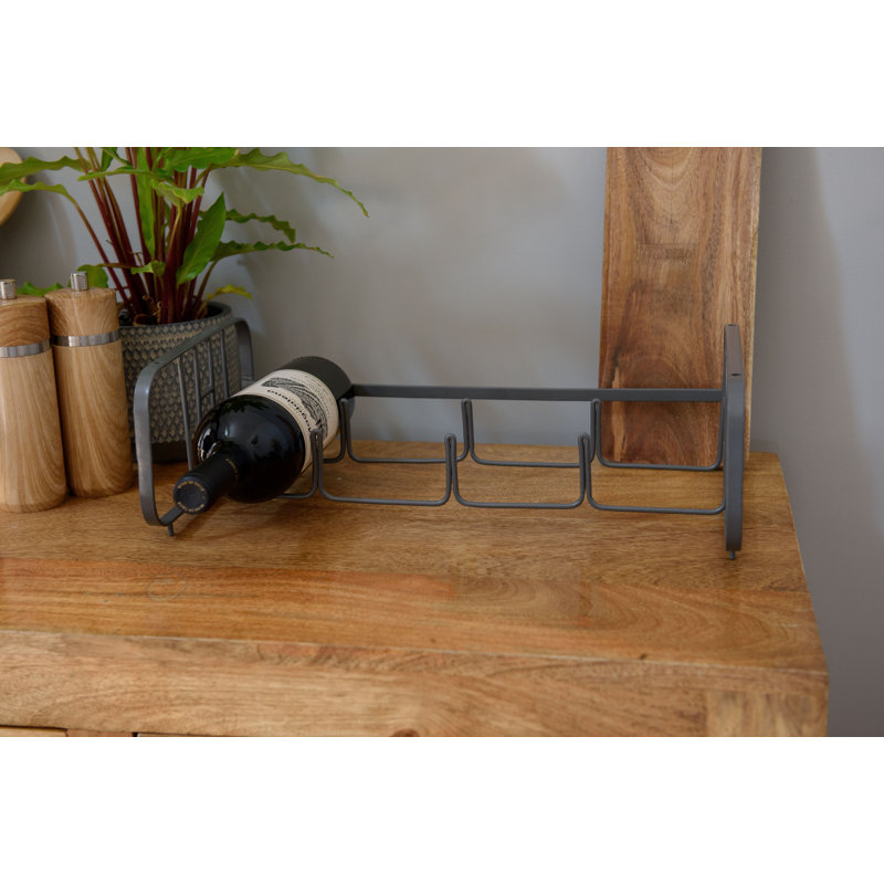 4 Bottle Tabletop/Countertop Wine Bottle Rack in Grey