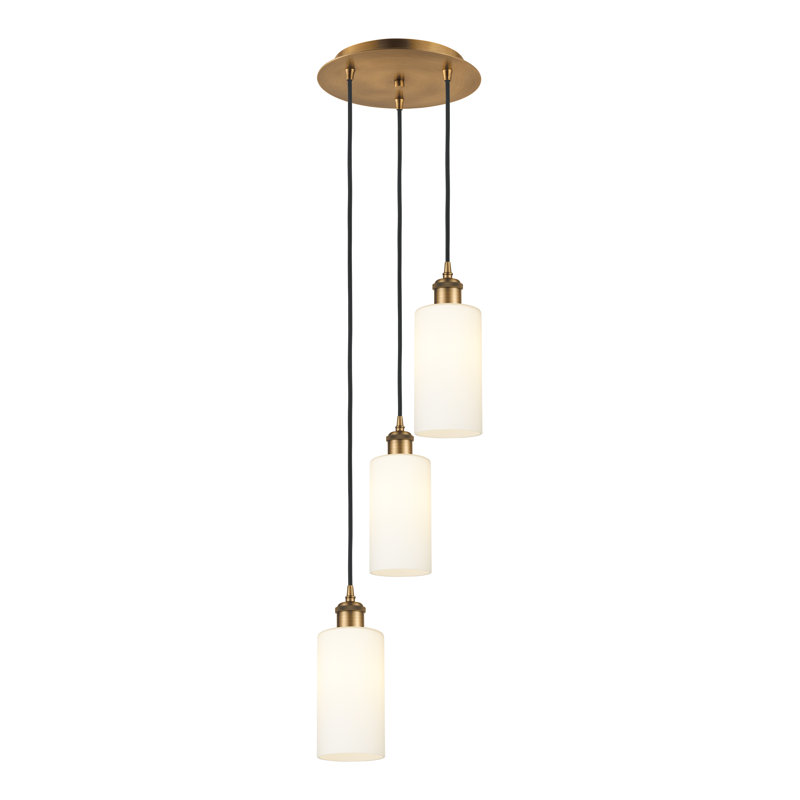 Caius - Luminaire suspendu suspendu à 3 lumières, H 132,88 po x l 12,63 po, Blanc, Laiton brossé