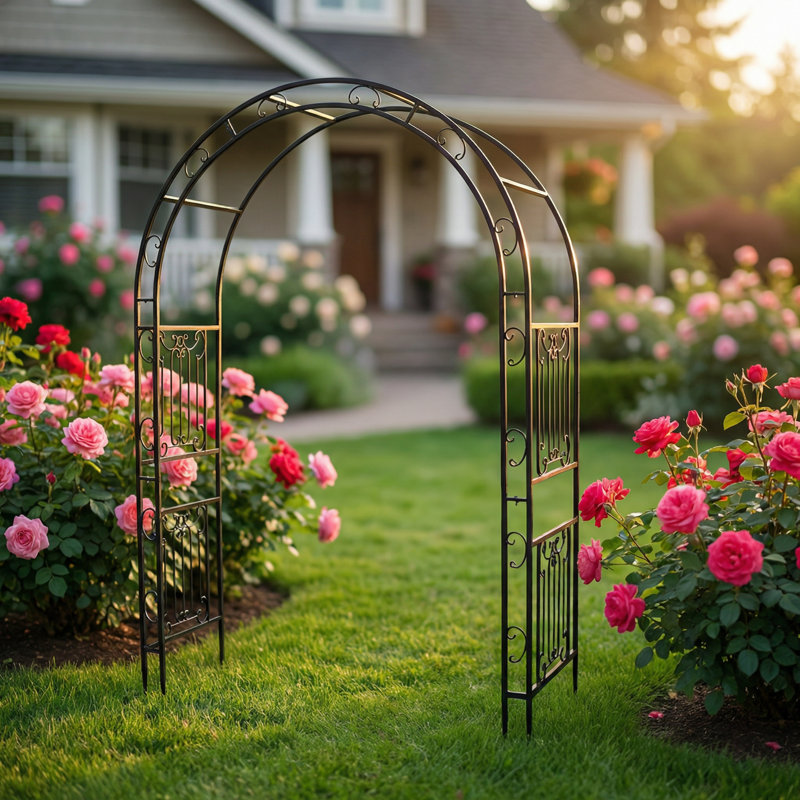 Scendor Decorative Metal Garden Arch With Scrollwork 94.5" H X 64.9" W