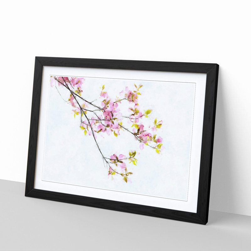 Beauty Of A Pink Cherry Blossom Tree - Single Picture Frame Painting on MDF, Black, 33cm H x 45cm W x 2cm D