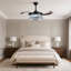 Ventilateur de lustre en cristal rétro avec télécommande et tringle suspendue réglable en température de trois couleurs convenant au salon, à la chambre à coucher et à la pièce.