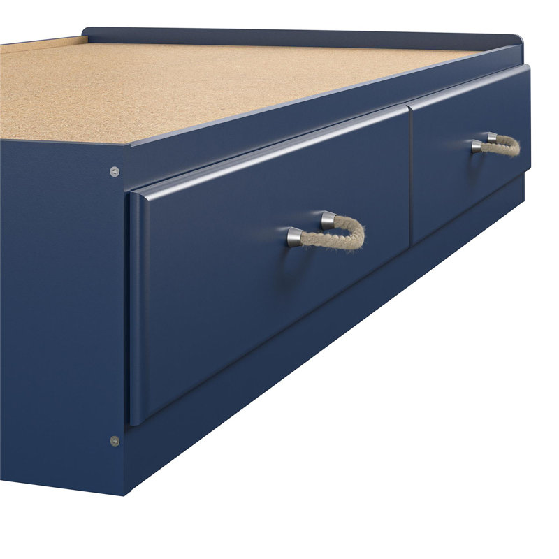 Blue Twin Platform Bed with Storage Drawers