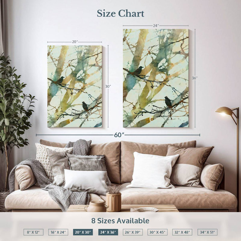 Harnek Botanical Birds II, 36" H x 24" W