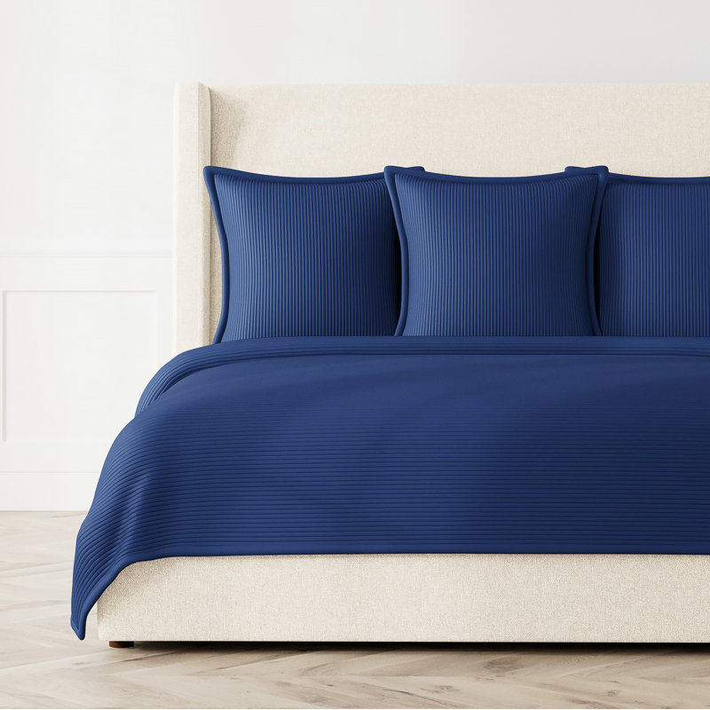 Linea Coverlet, King Coverlet + 3 Euro Shams, Navy
