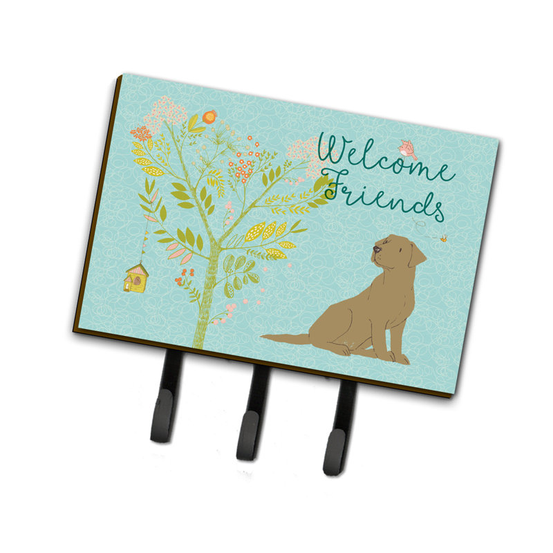 Organisateur de clés mural tricolore Welcome Friends, Labrador Retriever chocolat