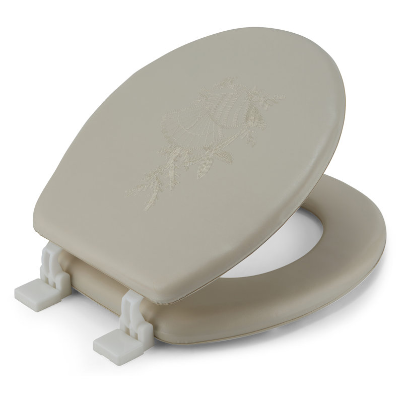 Siège de toilette rembourré doux et brodé, Beige