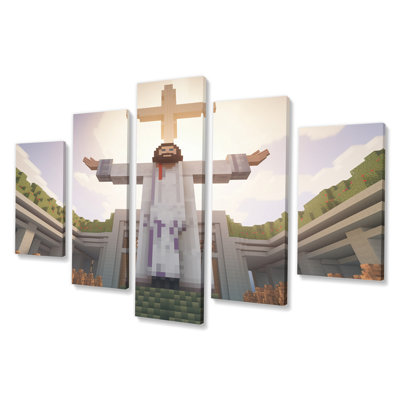 The Resurrection Of Jesus Christ In Minecraft II - Christianism Wall Art Living Room - 5 Panels
