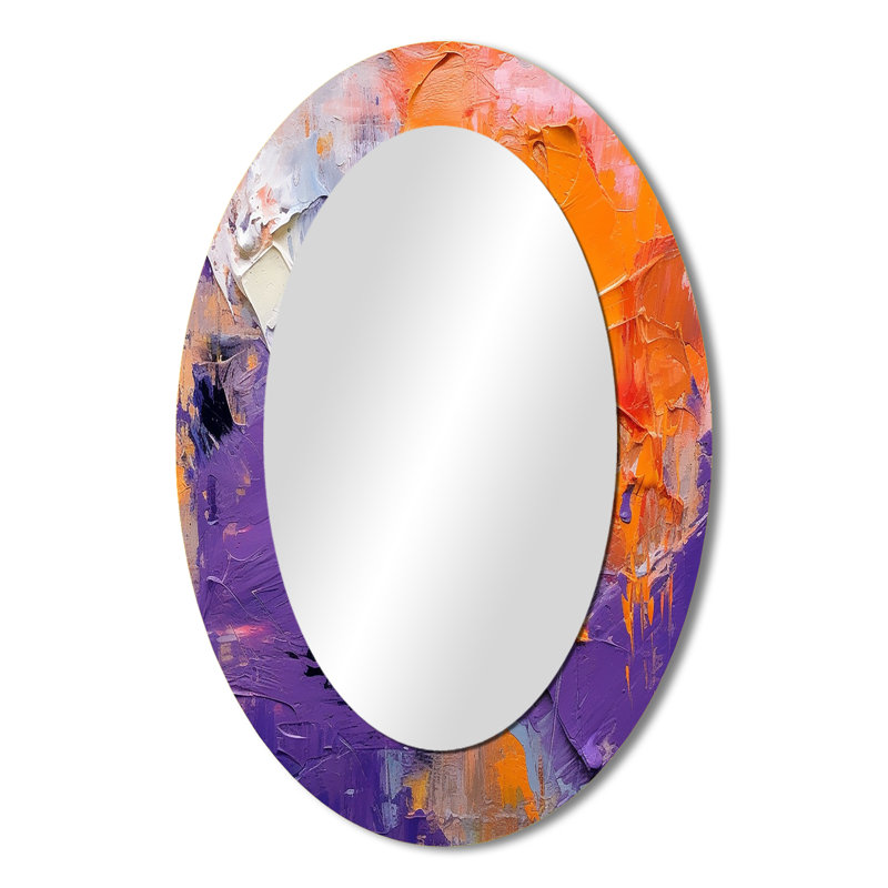 Evolving Movements Abstract Expressionism II - Large Oval Wall Mirror On Metal, 36" x 24"