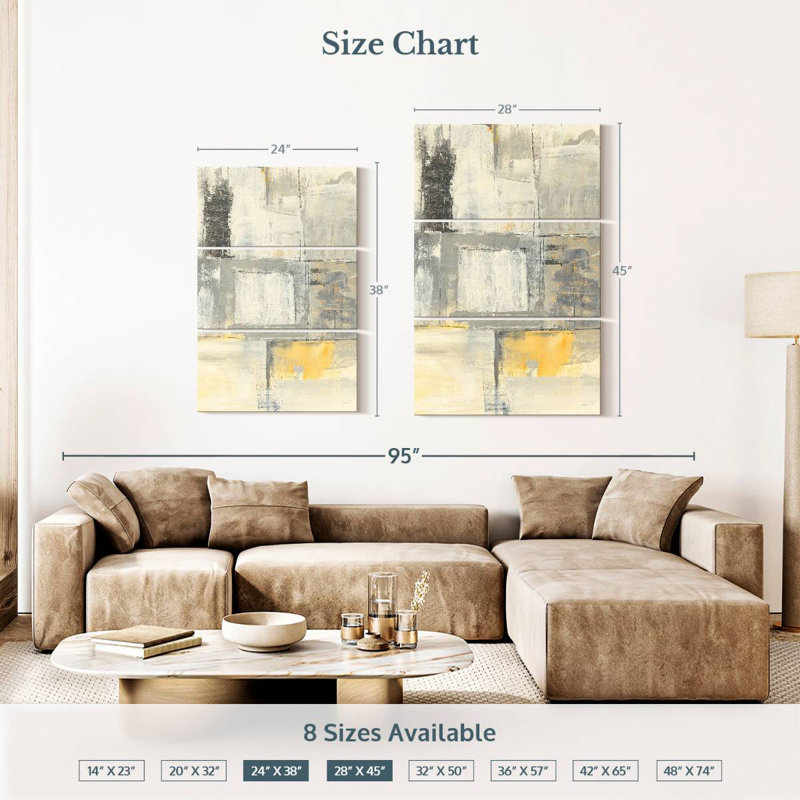 Avery Gray And Yellow Blocks, 38" H x 24" W