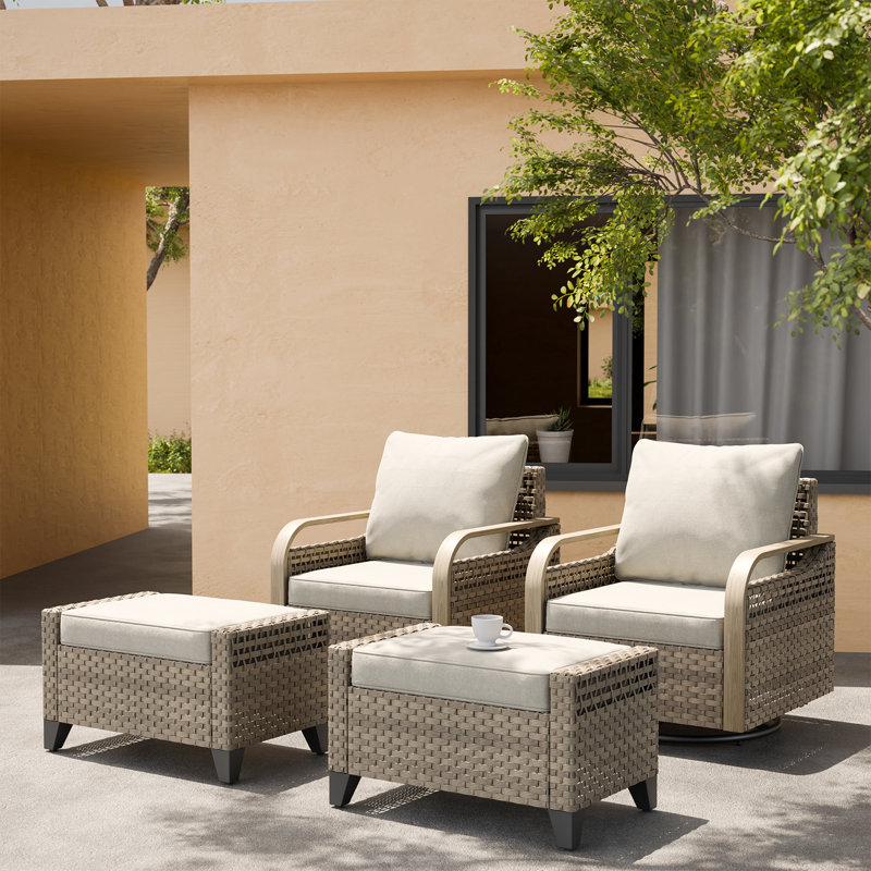 Wicker 2 - Person Modular Patio Conversation Set with Cushions, Gray