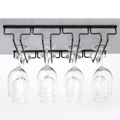 Dhanwati Hanging Wine Glass Rack Black by Prep & Savour