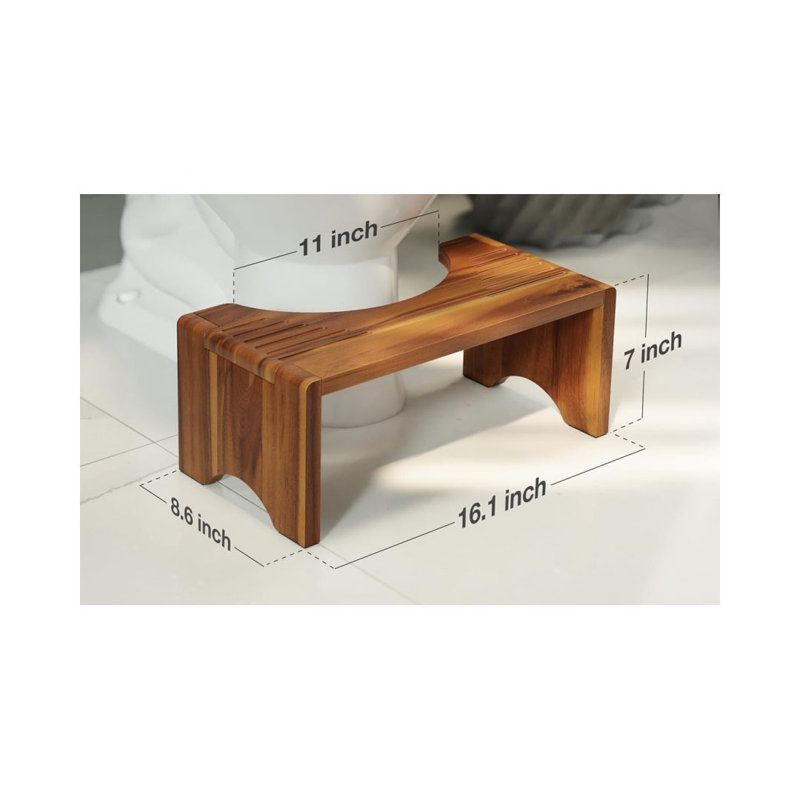 Tabouret de toilette pliable en bois 7 po, brun