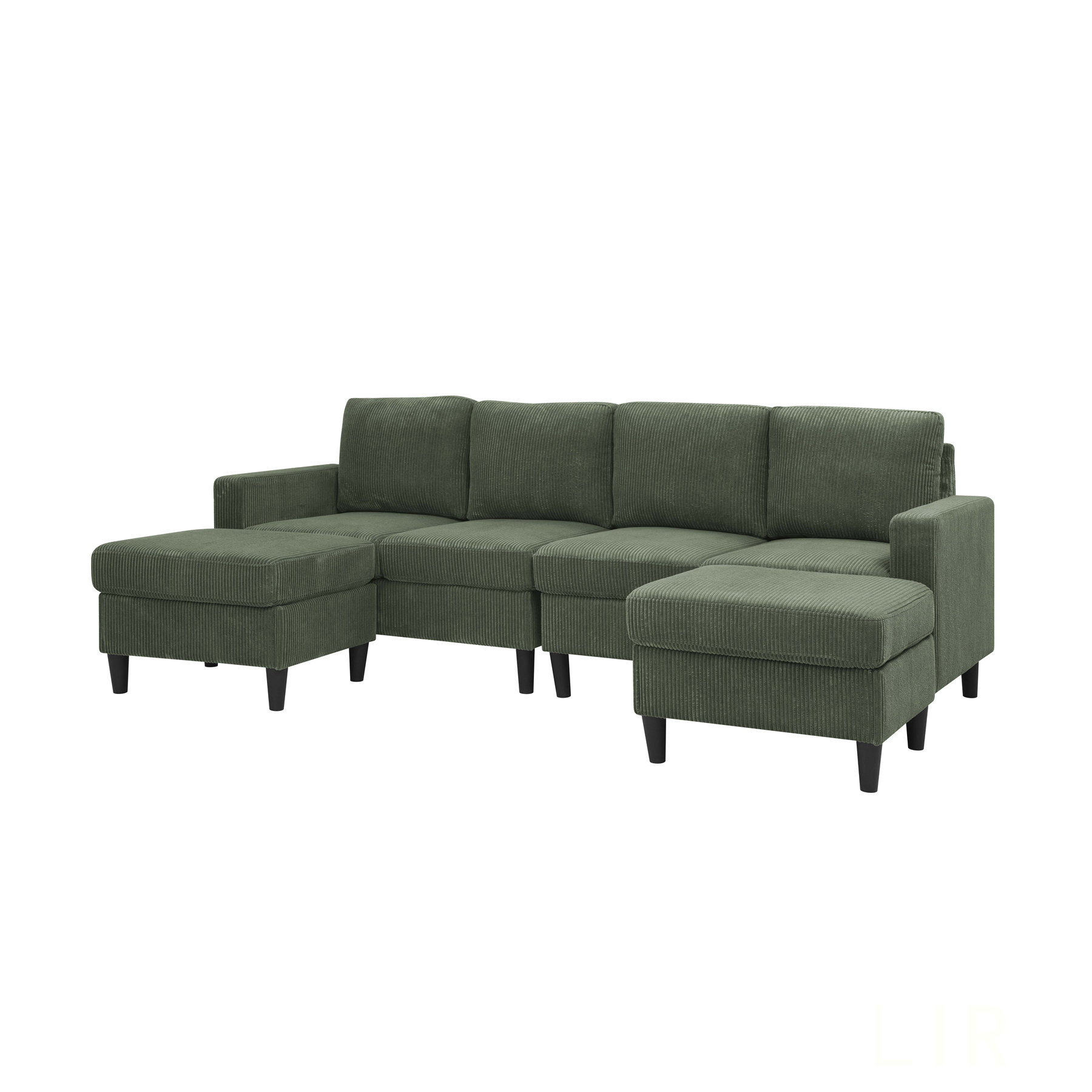 Latitude Run® Corduroy Upholstered Modular Sectional With 2 Ottomans ...