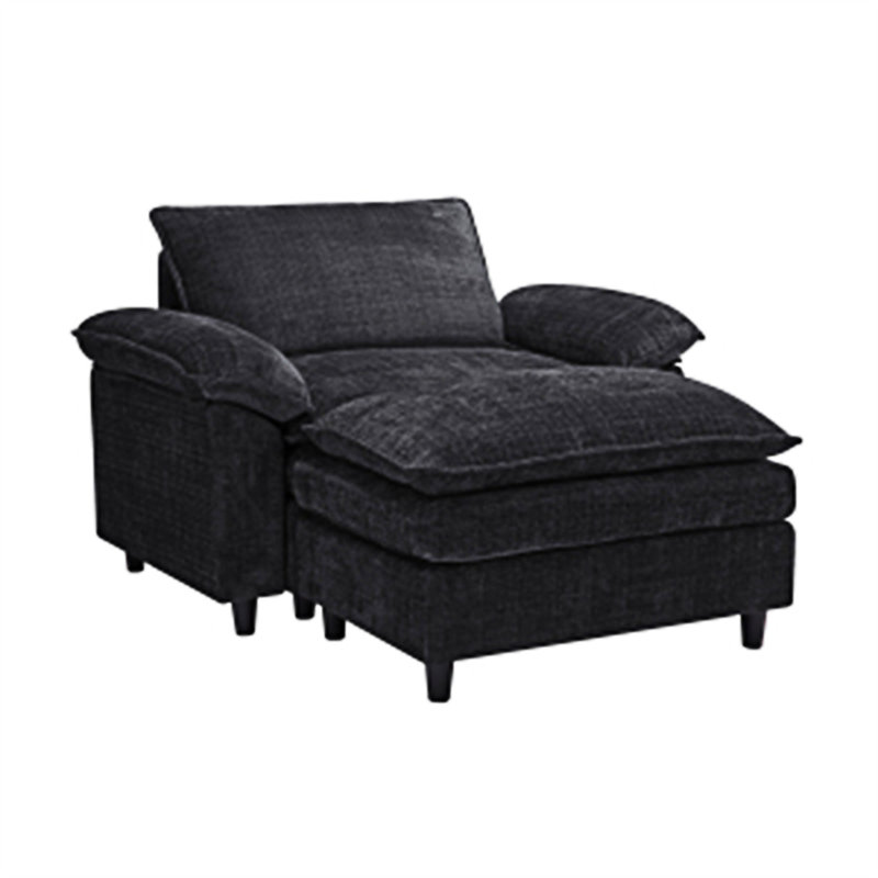 Fauteuil d'appoint rembourré avec repose-pieds, Noir