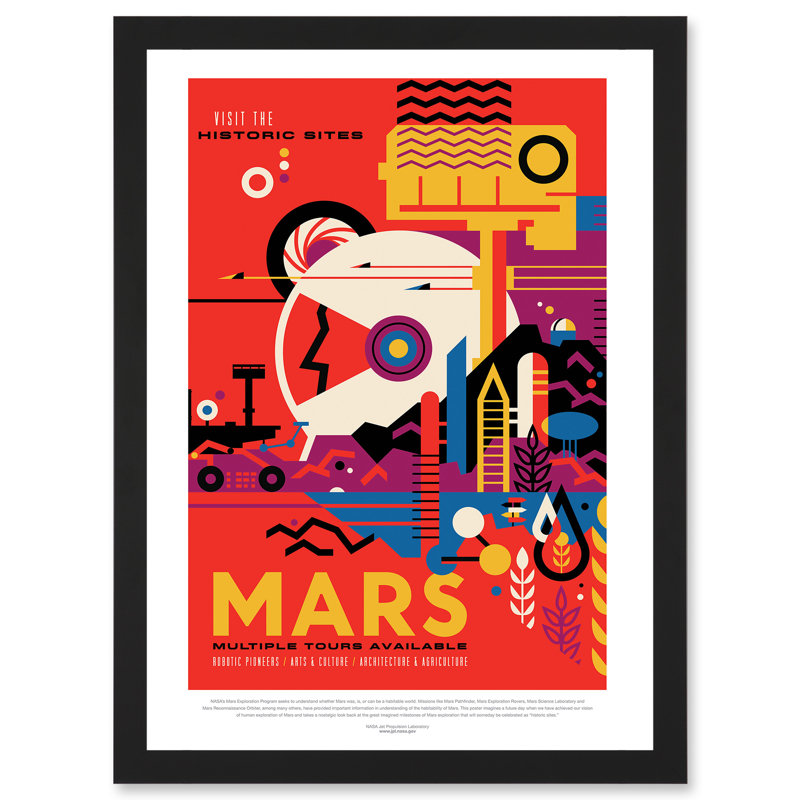 NASA Space Travel Advert Mars Historic Sites - Single Picture Frame Print