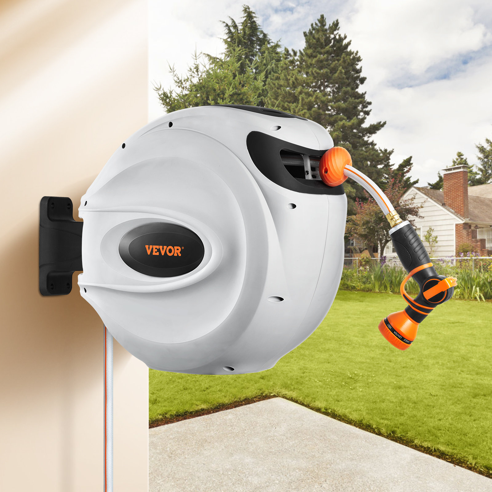 Enrouleur De Tuyau Pour Nettoyeur Haute Pression VEVOR - Capacité 15,2 M X 9,5 Mm, Pression 275,8 Bar, Enroulement Automatique, Montage Mur/Sol, Acier