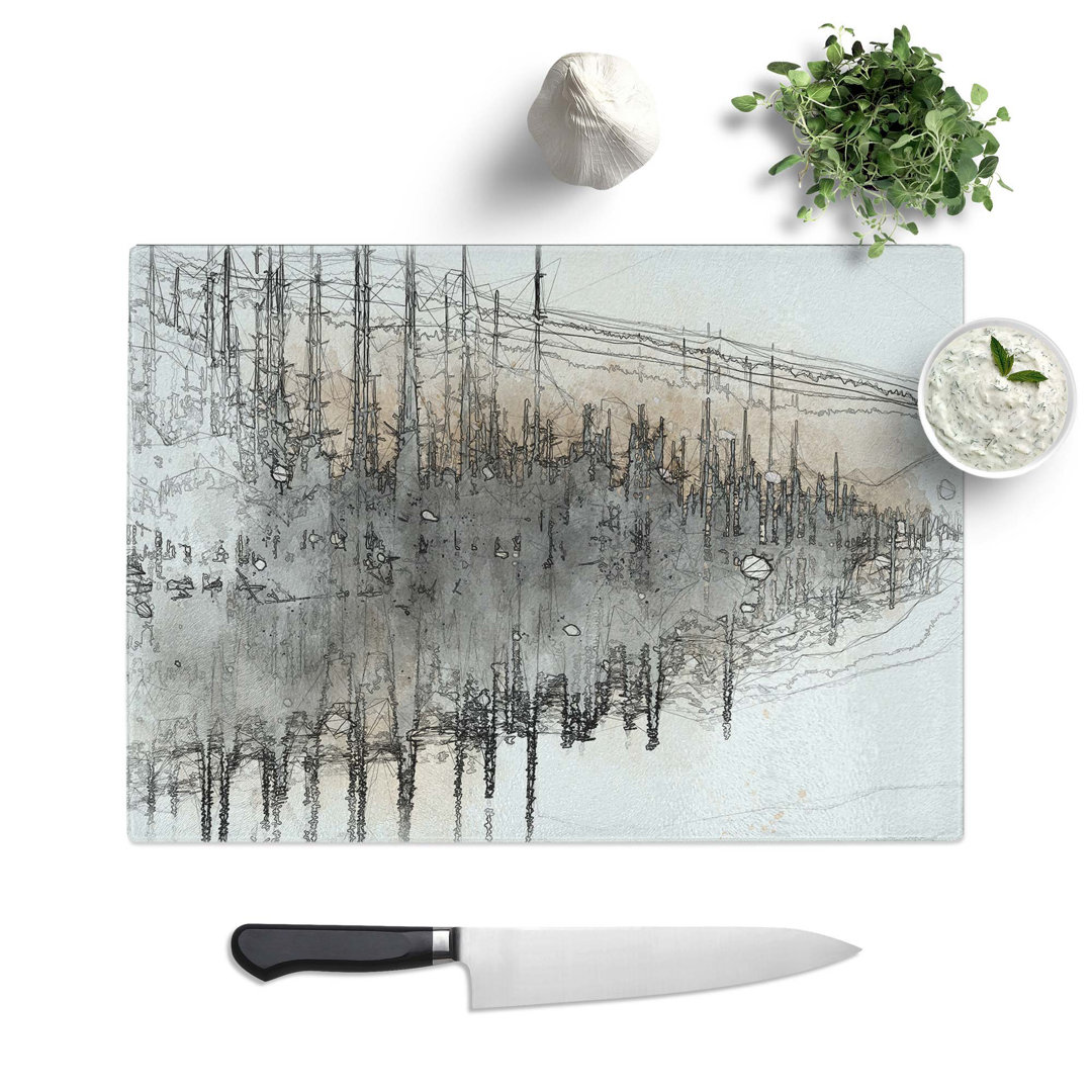 Tempered Glass Winter in Cuejdel Lake in Romania in Abstract Chopping Board