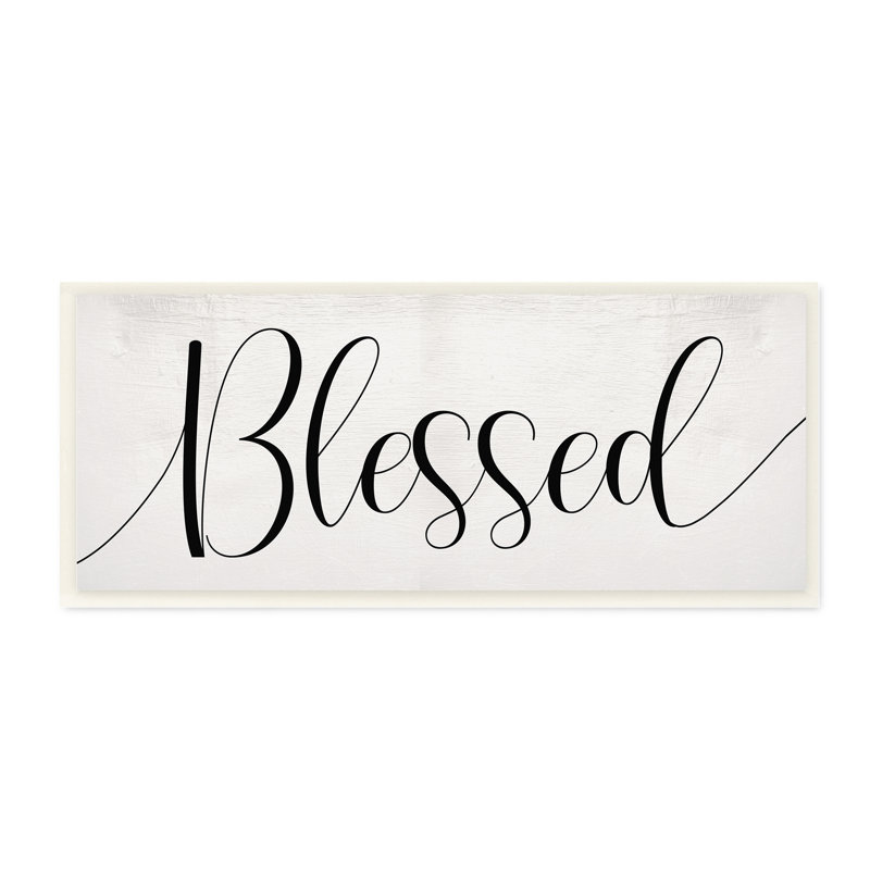 «Bold Blessed Script», typographie charmante, blanc cassé, Plaque murale, H 7 po x l 17 po x P 0,5 po