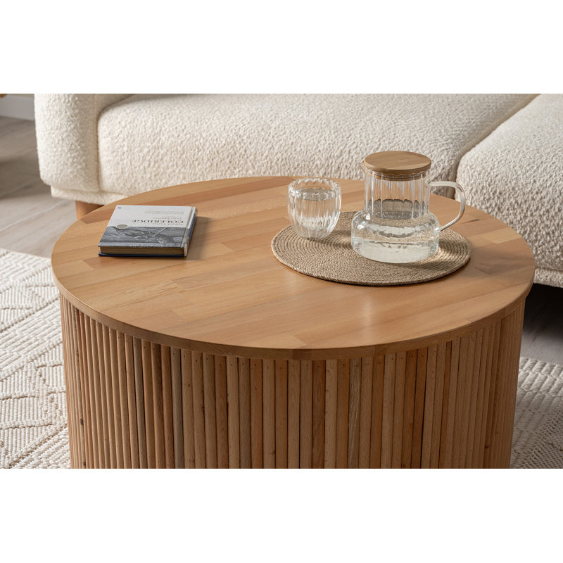 Modern Coffee Table, Beech Color, 31.5 x 16.9 x 31.5 inches | 100% MDF with Beech Wood Coating | Scandinavian Design, Solid Brown Color | Stylish and Functional for Living Room & Home Decor