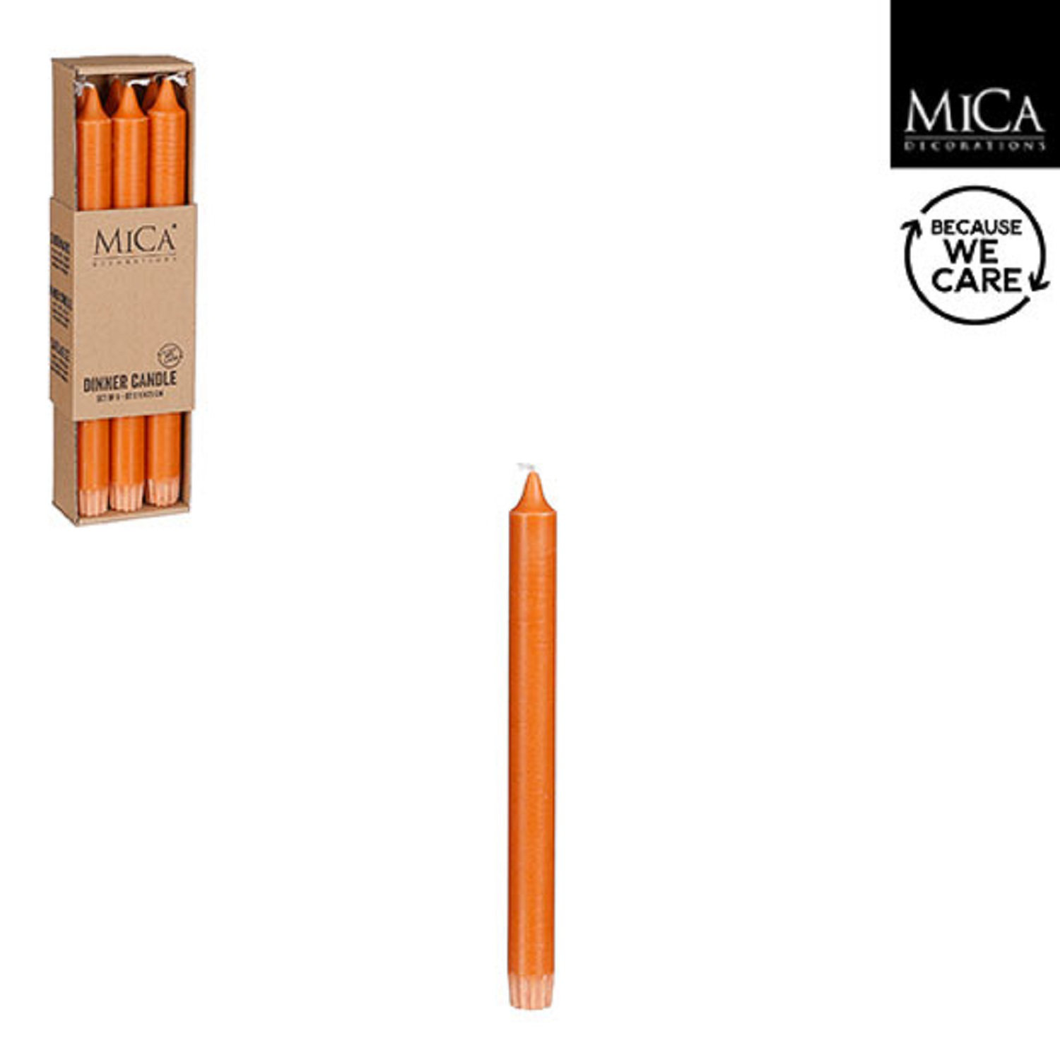 Unscented Taper Candle Set, Orange